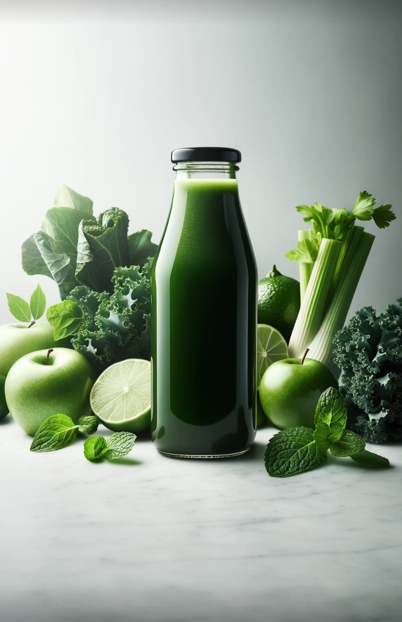 Olakino: Celery, Cucumber, Red & Green Apple, Fennel, Mint, Lime, Kale, Parsley